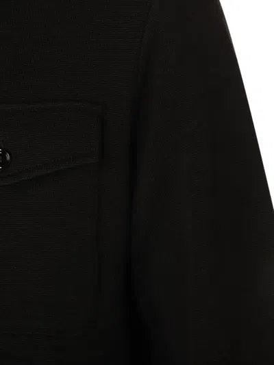 Lardini Textured Wool Knit Jacket With Button Fastening And Flap Pockets In Black