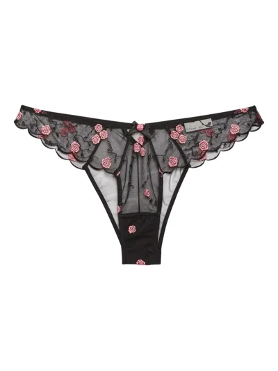 Fleur Du Mal Embroidered Scalloped Edge Briefs In Black