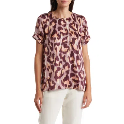 Dr2 By Daniel Rainn Pinched Sleeve Satin High/low Top In Pink