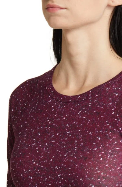 Rag & Bone Shaw Houndstooth Long Sleeve Cotton Top In Burgundy
