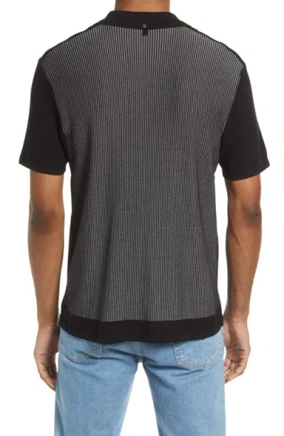 Rag & Bone Harvey Cotton-blend Knit Short-sleeved Shirt In Black White