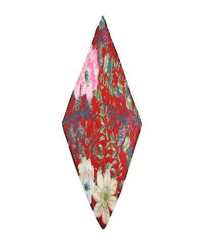 Echo New York Amaryllis Pleated Diamond Scarf In Red