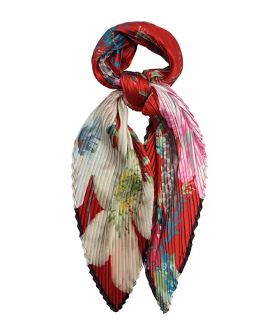 Echo New York Amaryllis Pleated Diamond Scarf In Red