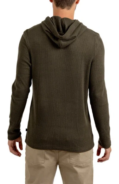 Rainforest Cabin Waffle Knit Hoodie In Green