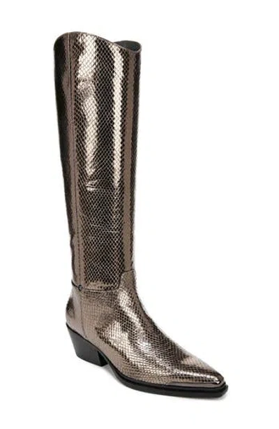 Franco Sarto Womens Billie Pointed Toe Knee High Western Boots Regular Wide Calf In Gray