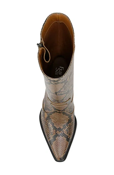 Franco Sarto Women's Jaxon Python-embossed Leather Block Heel Western Boots In Brown