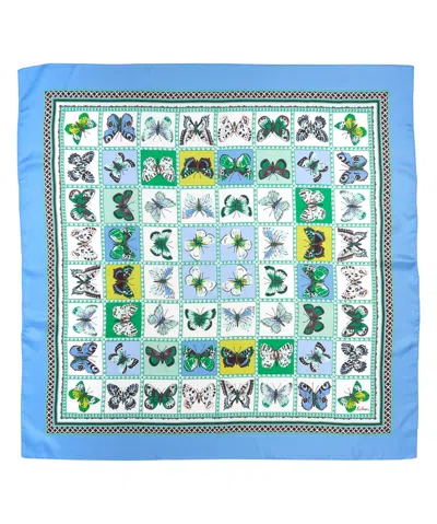 Echo New York Butterfly Display Silk Square Scarf In Blue