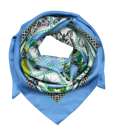 Echo New York Butterfly Display Silk Square Scarf In Blue