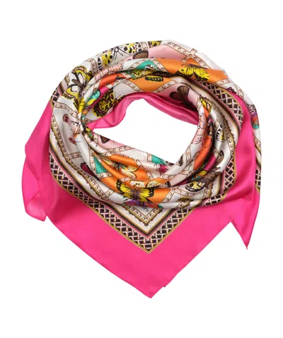 Echo New York Butterfly Display Silk Square Scarf In Blue