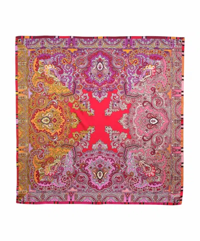 Echo New York Colorblock Paisley Square Scarf In Red
