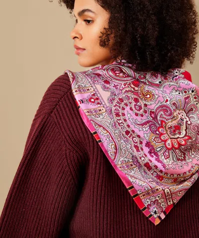 Echo New York Colorblock Paisley Square Scarf In Red