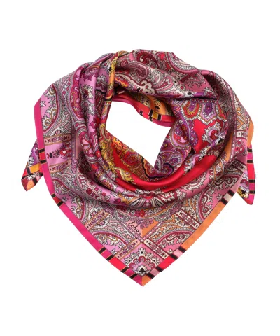 Echo New York Colorblock Paisley Square Scarf In Red