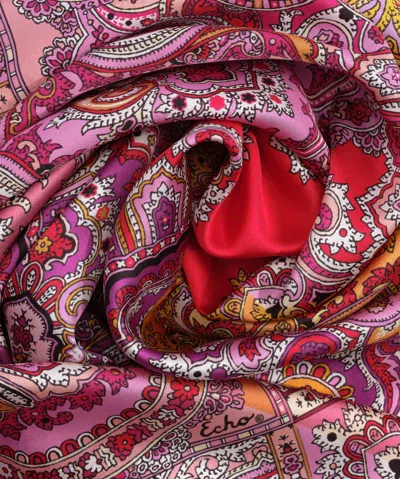 Echo New York Colorblock Paisley Square Scarf In Red