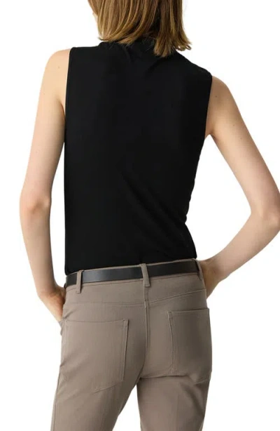 Theory Mock Neck Wool-blend Shell In Black