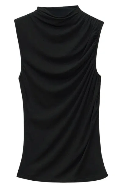 Theory Mock Neck Wool-blend Shell In Black