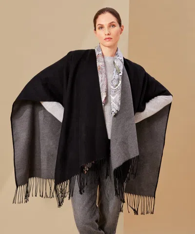 Echo New York Double Face Ruana In Black