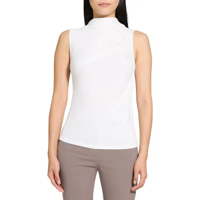 Theory Sleeveless Turtleneck Sweater In Ribbed Viscose In White