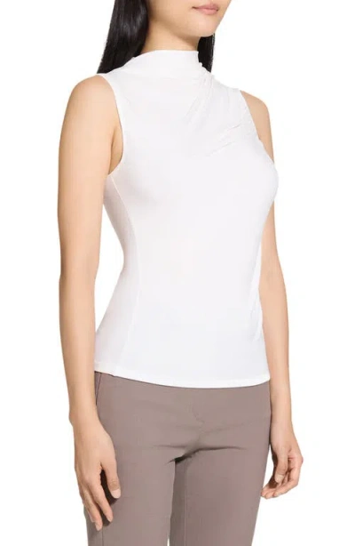 Theory Sleeveless Turtleneck Sweater In Ribbed Viscose In White