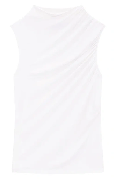 Theory Sleeveless Turtleneck Sweater In Ribbed Viscose In White
