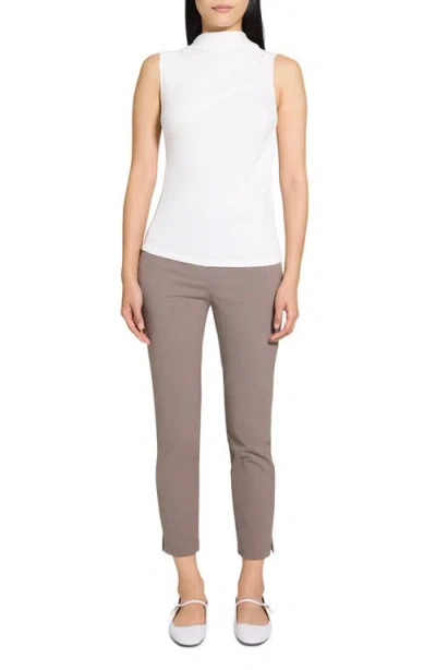 Theory Sleeveless Turtleneck Sweater In Ribbed Viscose In White