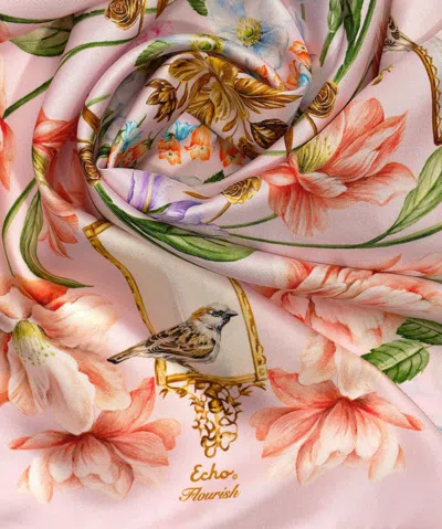 Echo New York Flourish 35" Silk Square Scarf In Purple