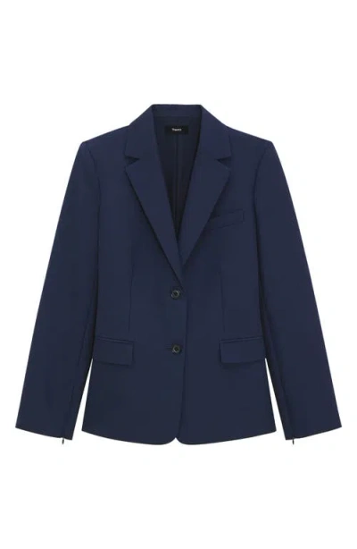 Theory Two-button Zip-sleeve Jacket In Blue