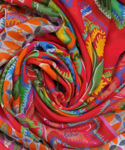 Echo New York Hypnotic Garden Square In Red