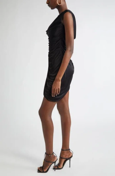 Versace Viscose Draped Dress In Black
