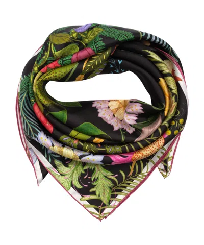 Echo New York Oasis 35" Silk Square Scarf In Black