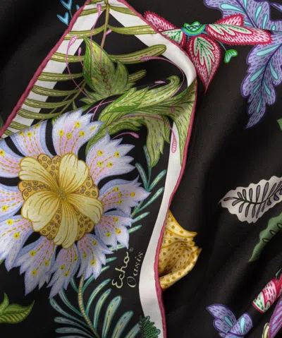 Echo New York Oasis 35" Silk Square Scarf In Black