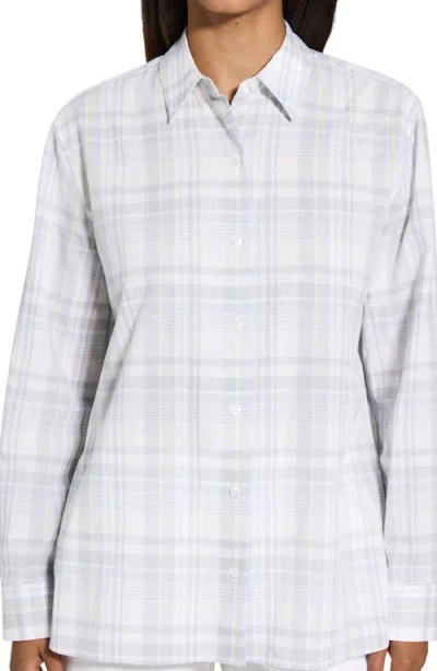 Theory Plaid Cotton & Linen Button-up Shirt In Multi