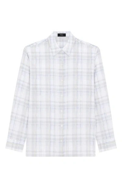 Theory Plaid Cotton & Linen Button-up Shirt In Multi