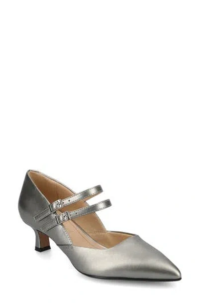 Journee Collection Journee Womens Carnation Medium And Wide Width Kitten Heel Mary Jane Pumps In Silver