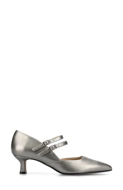 Journee Collection Journee Womens Carnation Medium And Wide Width Kitten Heel Mary Jane Pumps In Silver