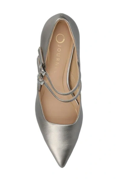 Journee Collection Journee Womens Carnation Medium And Wide Width Kitten Heel Mary Jane Pumps In Silver