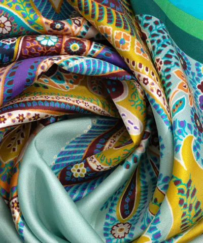 Echo New York Parlor Paisley 35" Silk Square Scarf In Purple