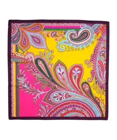 Echo New York Parlor Paisley 35" Silk Square Scarf In Purple