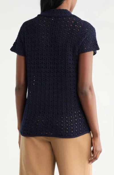 Cyrus Open Stitch Polo In Blue