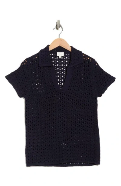 Cyrus Open Stitch Polo In Blue