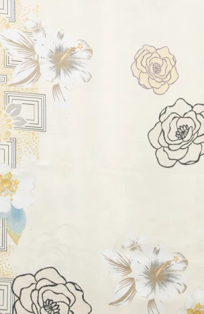 La Fiorentina Floral Print Silk Scarf In Neutral