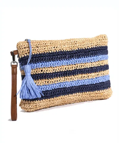 Echo New York Striped Crochet Bikini Bag In Sand