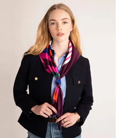 Echo New York Super Stripe 35" Silk Square Scarf In Black