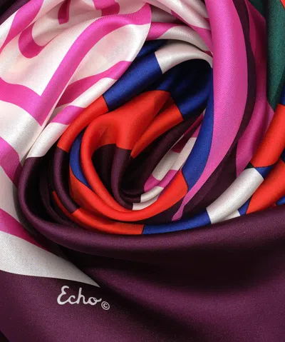 Echo New York Super Stripe 35" Silk Square Scarf In Black