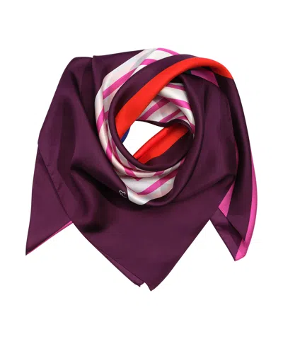 Echo New York Super Stripe 35" Silk Square Scarf In Black