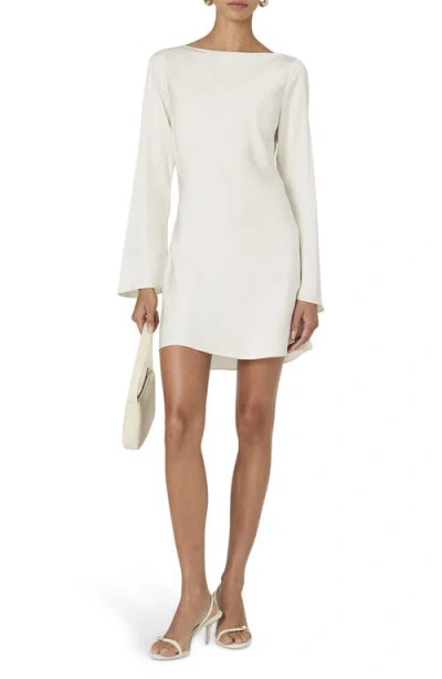French Connection Women's Ennis Satin Long Sleeve Mini Dress In White