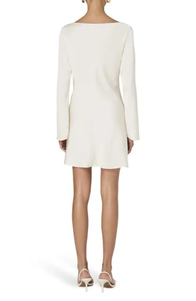 French Connection Women's Ennis Satin Long Sleeve Mini Dress In White