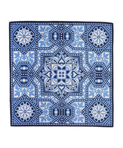 Echo New York The Marquee 35" Silk Square Scarf In Blue
