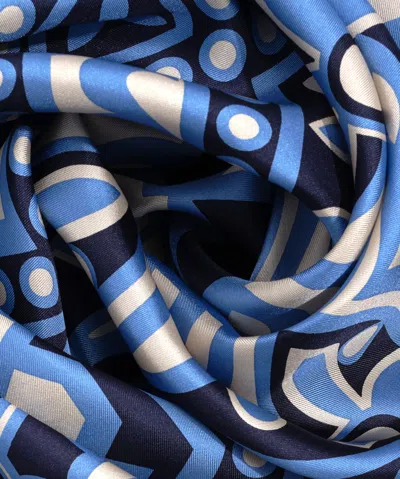 Echo New York The Marquee 35" Silk Square Scarf In Blue