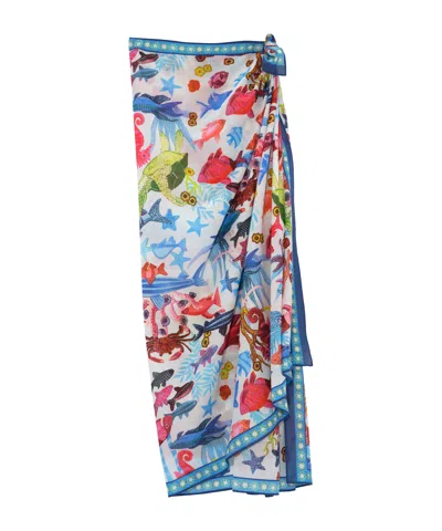 Echo New York Underwater Seas Sarong Wrap In White