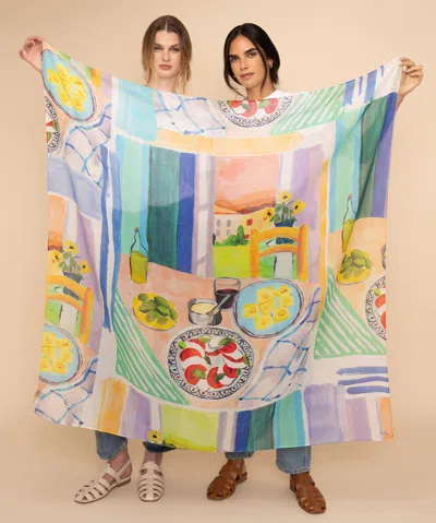 Echo New York Veranda Oversized Square Scarf Wrap In Multi